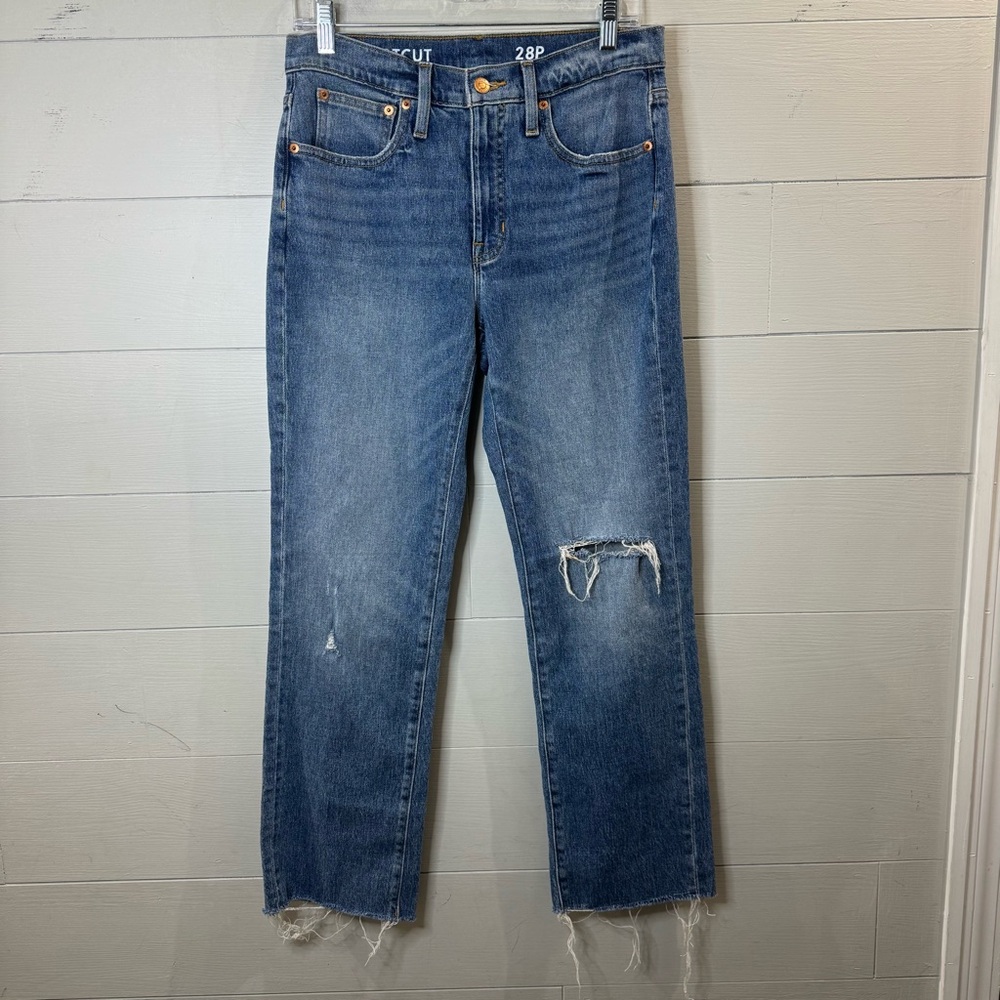 J. Crew | Women's Boot Cut Blue Distressed Jeans Size 28P